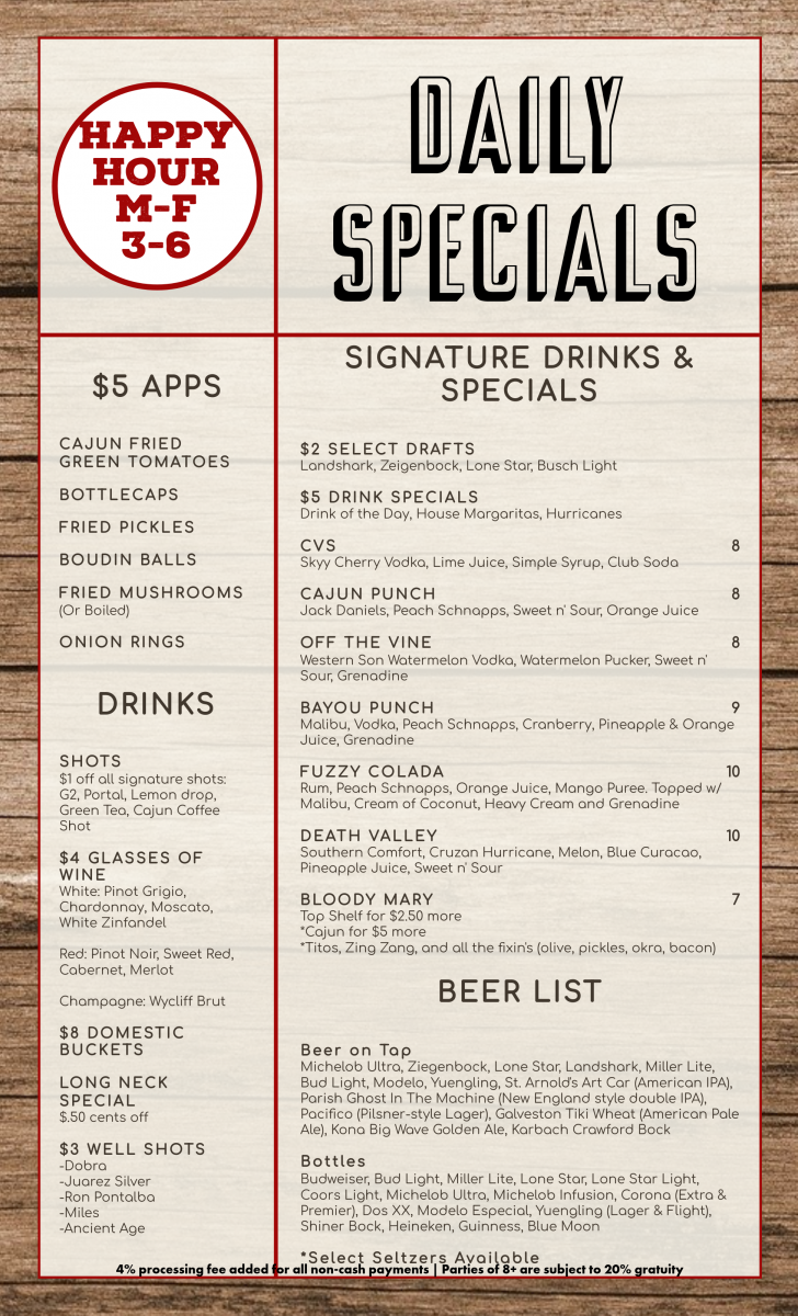 Crazy Cajun Menu Beaumont, Texas Seafood Restaurant